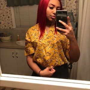 Yellow Floral Kimono Top